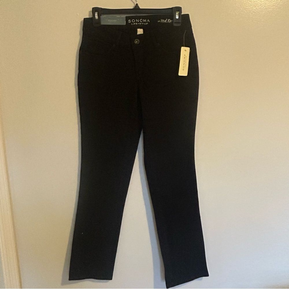 NWT Sonoma women’s midrise straight leg black denim jeans size 2
